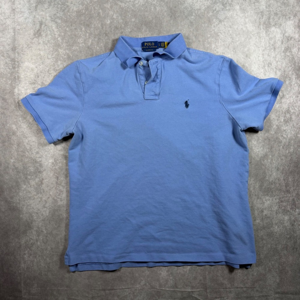 Polo Ralph Lauren Classic Fit Polo Shirt Mens Large Blue Short Sleeve Pique